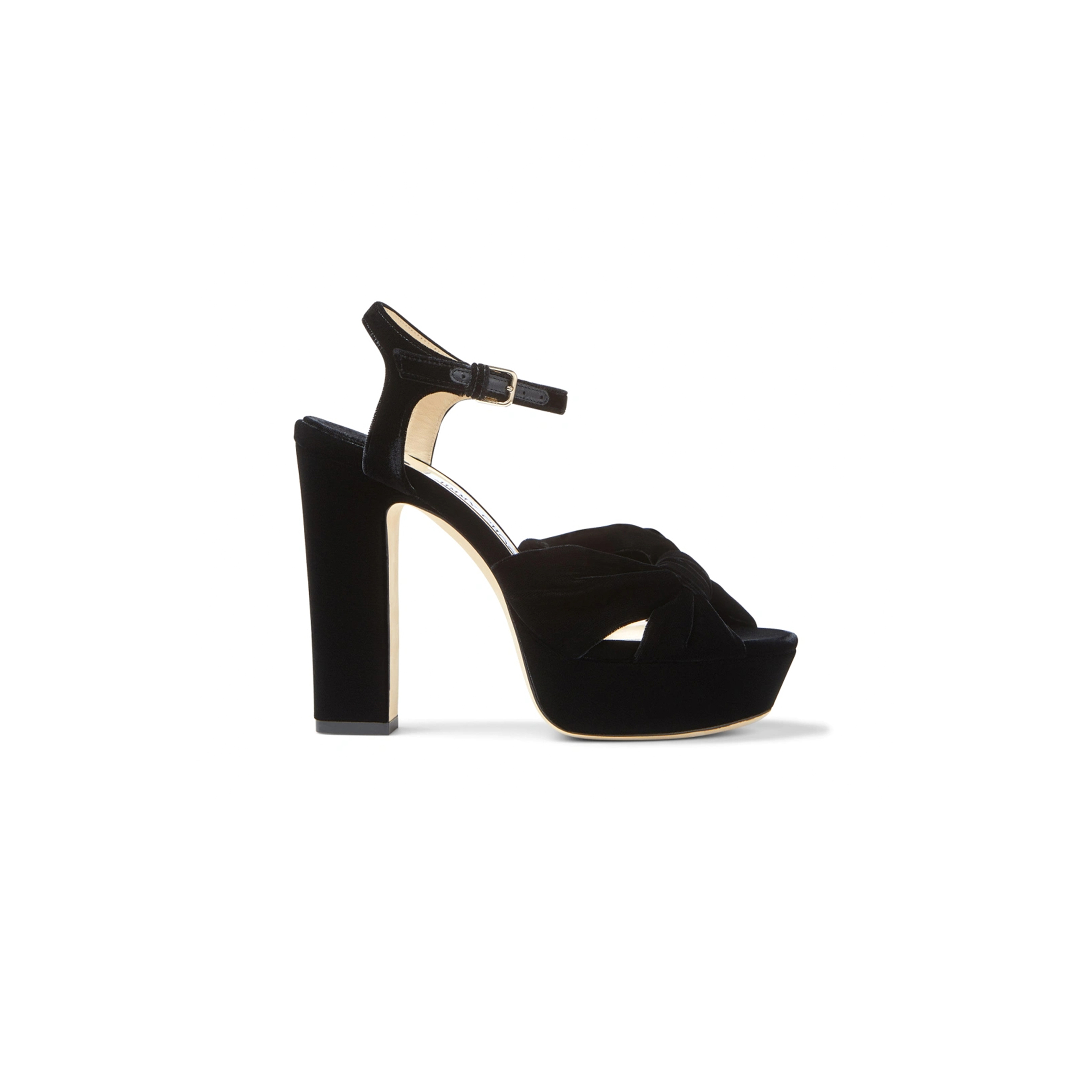 JIMMY CHOO HELOISE 120 BLACK VELVET PLATFORM SANDALS HELOISE120VEL JIMMY CHOO HELOISE 120 BLACK VELVET PLATFORM SANDALS HELOISE120VEL